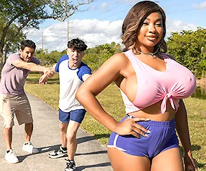 Black babe lets 2 white guys fuck her hard! - HD Black Porn Video